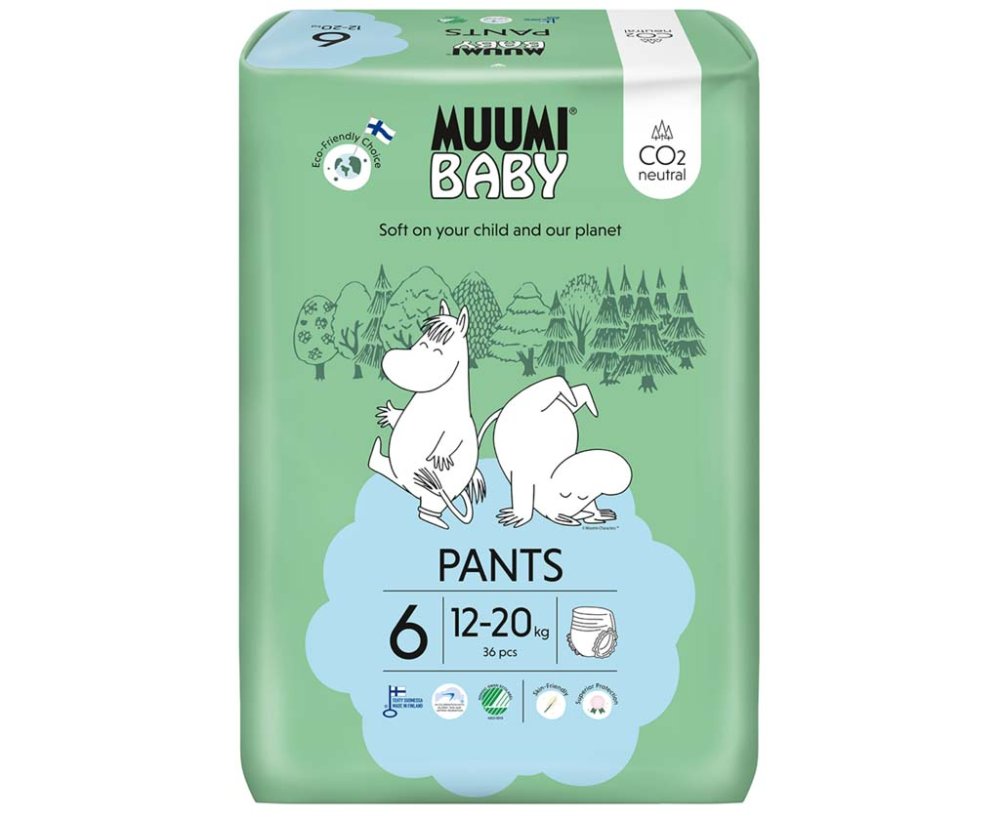 MUUMI Baby Pants 6 Junior 12-20 Kg (36 Buc), Scutece Eco Chiloți