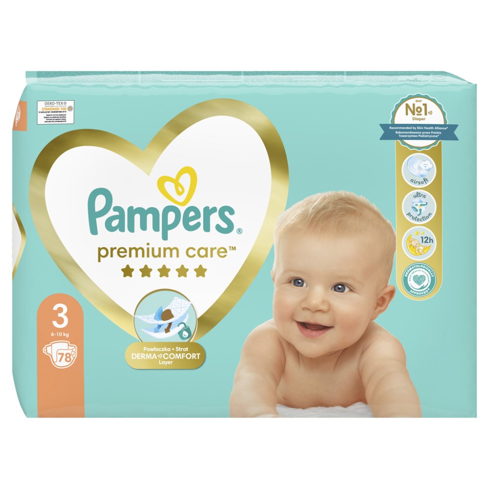 Couches jetables PAMPERS Premium Care taille 3 (78 pièces) 6-10 kg – Image 3