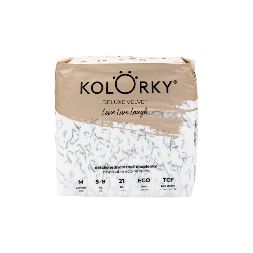 KOLORKY DELUXE VELVET Pannolini Eco-usa E Getta Con Superficie In Velluto M (5-8 Kg) 21 Pz