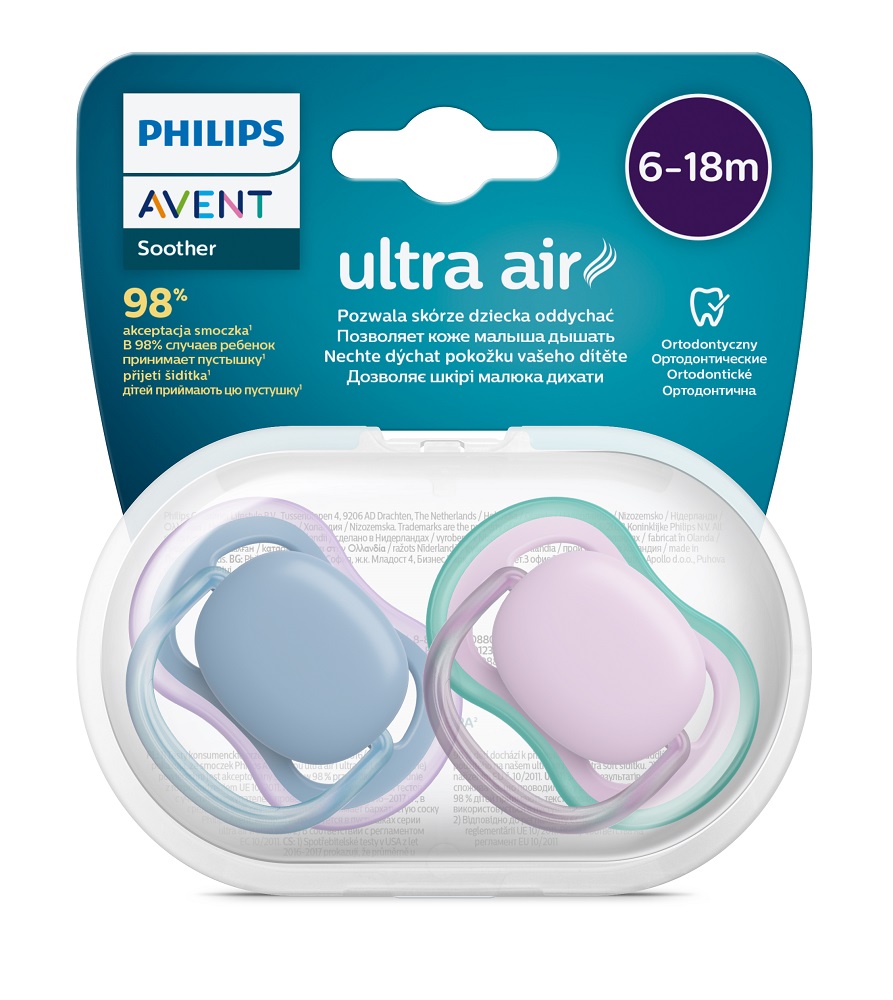 Philips AVENT Schnuller Ultra Air Neutral 6-18m Mädchen Blau, 2 Stk