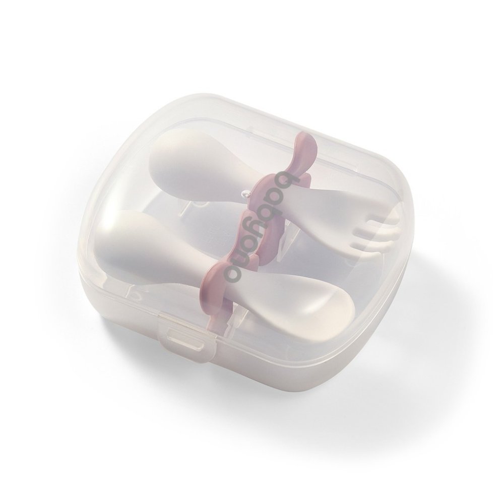 BABYONO Cucchiaio E Forchetta Con Custodia Rosa 12m+