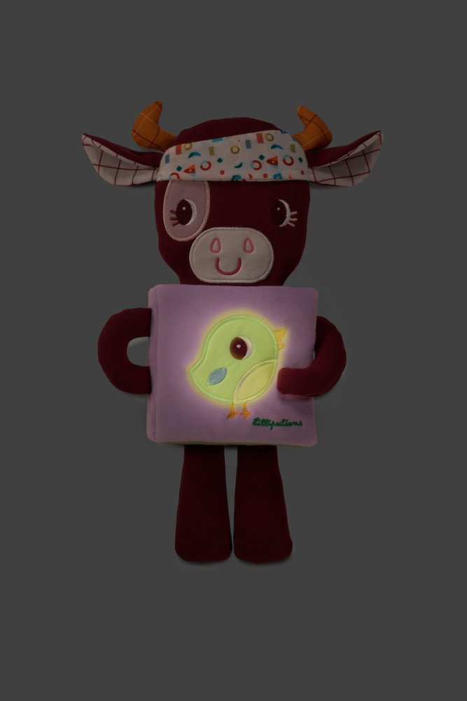 Lilliputiens - Textile Book With A Glowing Picture - Rosalie The Cow