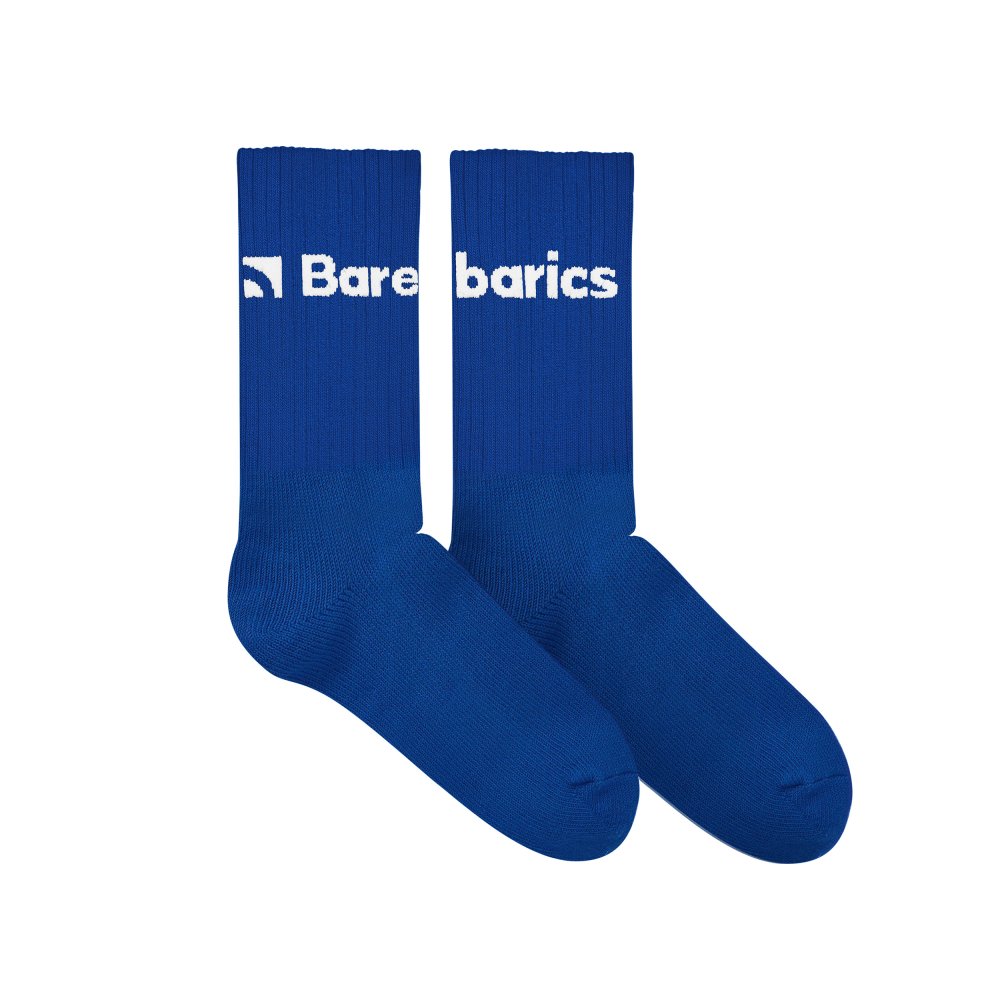 Barebarics - Calcetines Descalzos - Crew - Azul Cobalto - Logotipo Grande 43-46 Blue