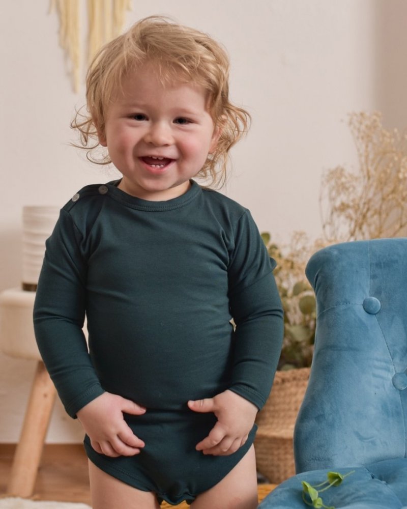 Body à manches longues pour enfants, vert bouteille 68