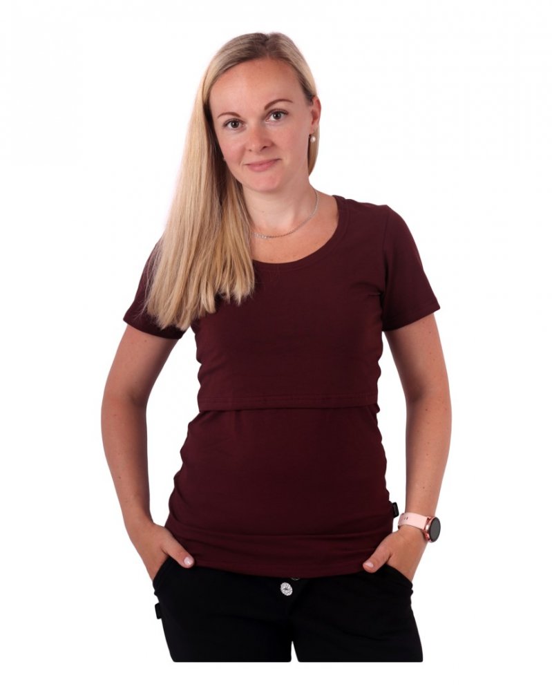 T-shirt d'allaitement Kateřina, manches courtes, bordeaux L/XL – Image 3