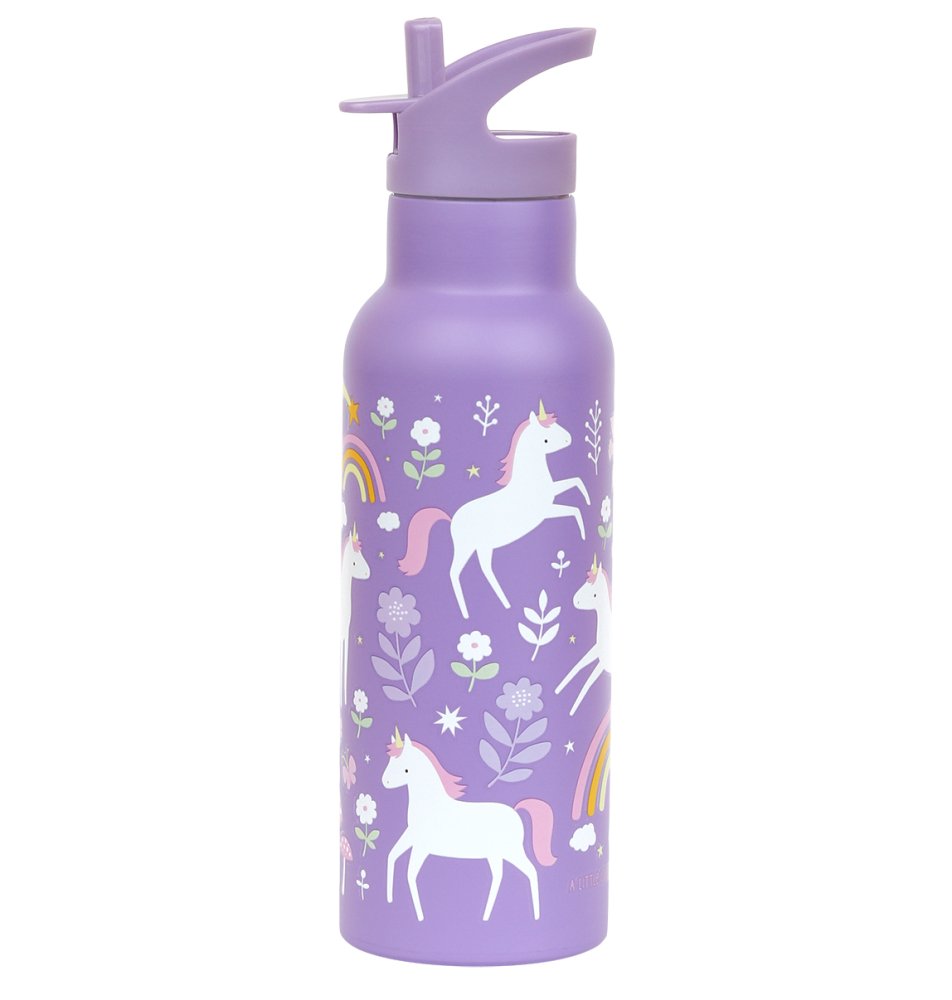 A Little Lovely Company - Borraccia in acciaio inossidabile, 500 ml - Unicorno e arcobaleno - immagine 3