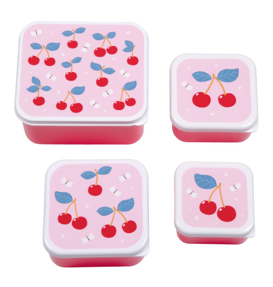 A Little Lovely Company - Set di quattro contenitori per snack - ciliegie