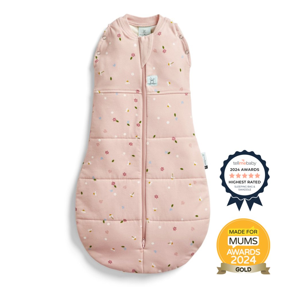 ERGOPOUCH Couverture d'emmaillotage et sac de couchage 2 en 1 Cocoon Daisies 0-3 m, 3-6 kg, 2,5 tog