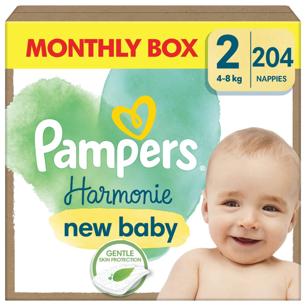 PAMPERS Pannolini usa e getta Harmonie Baby taglia 2, 204 pezzi, 4kg-8kg