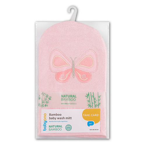 BABYONO Guanto da bagno Natural bamboo - rosa - immagine 3