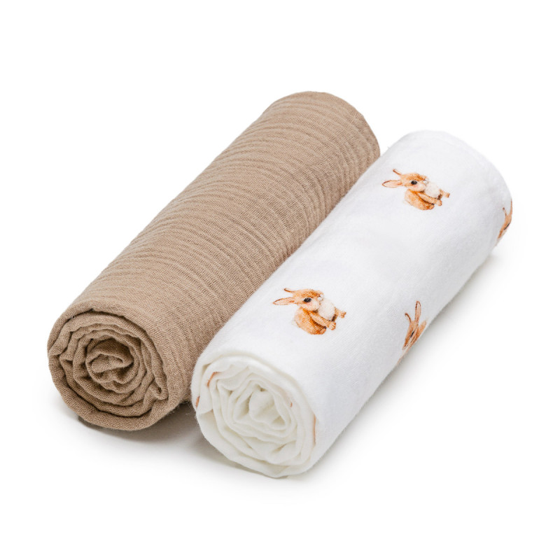 T-TOMI BIO Pannolini in mussola 65x65 cm, 2 pz, Bunny