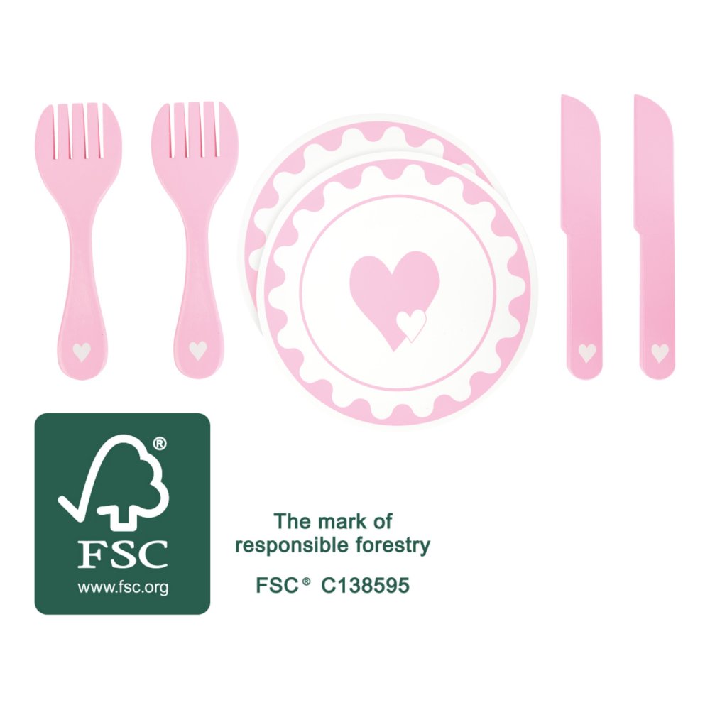 small foot Zestaw naczyń ze sztućcami Serce