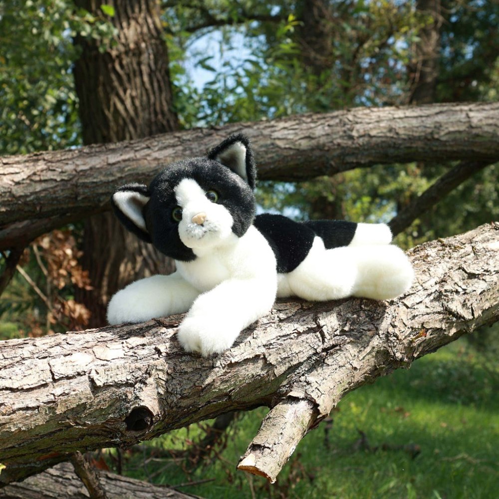 Rappa Gatto di peluche bianco e nero sdraiato 30 cm ECO-FRIENDLY - immagine 5