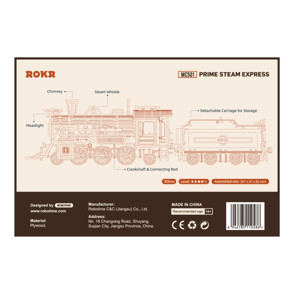 RoboTime fa 3D puzzle Gőzmozdony - Image 4