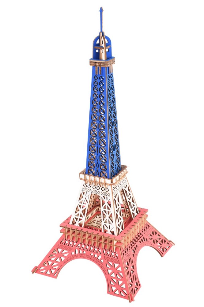 Woodcraft Puzzle 3D in legno Torre Eiffel nei colori della Francia