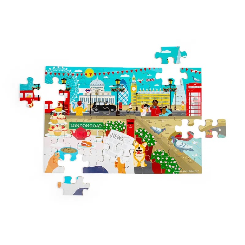 Bigjigs Toys Puzzle de sol en bois Londres – Image 4