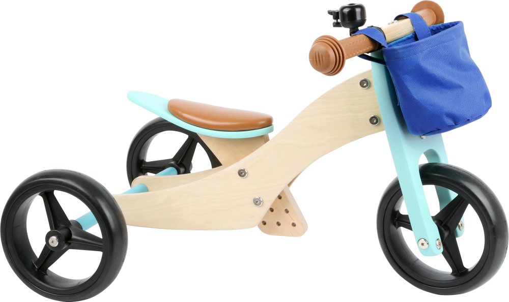 small foot Drewniany rowerek biegowy Trike 2w1 turkusowy