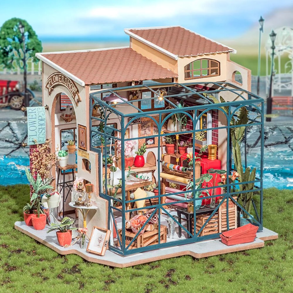 RoboTime Puzzle 3D in legno Miniatura della casetta Negozio di fiori - immagine 4