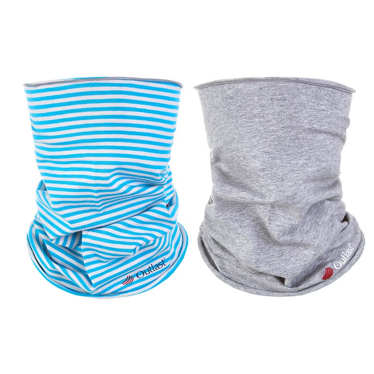 Set braga de cuello infantil fina Outlast® - raya azur/gris jaspeado UNI