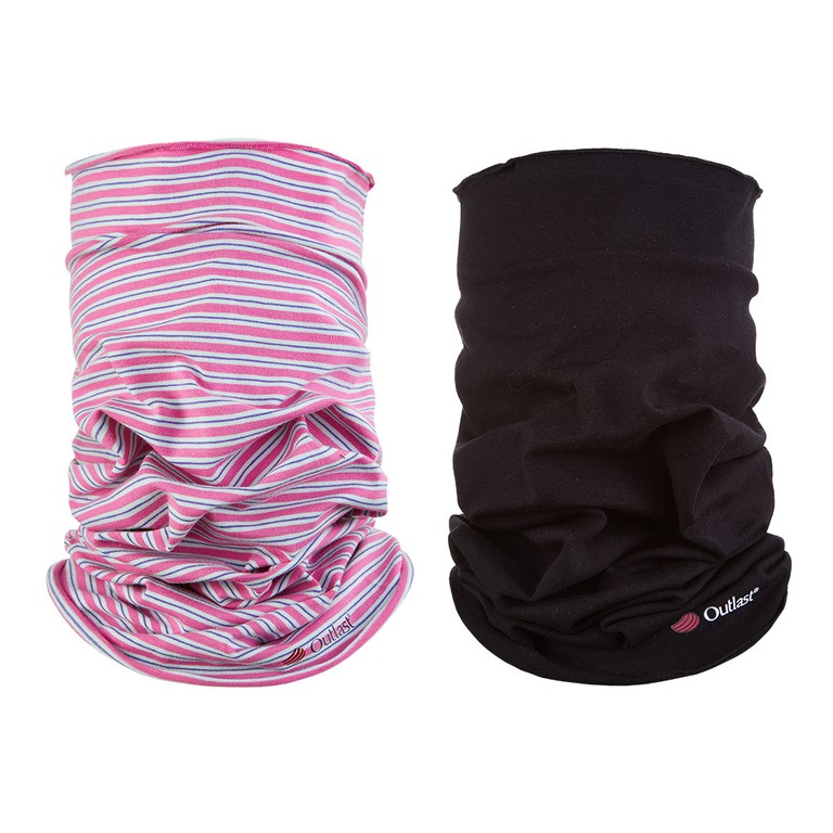 Set scaldacollo multifunzionale sottile Outlast® - striscia rosa-verde/nero UNI