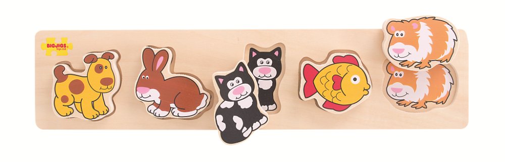 Bigjigs Baby Dřevěné vkládací puzzle domácí zvířata (obrázek 2)