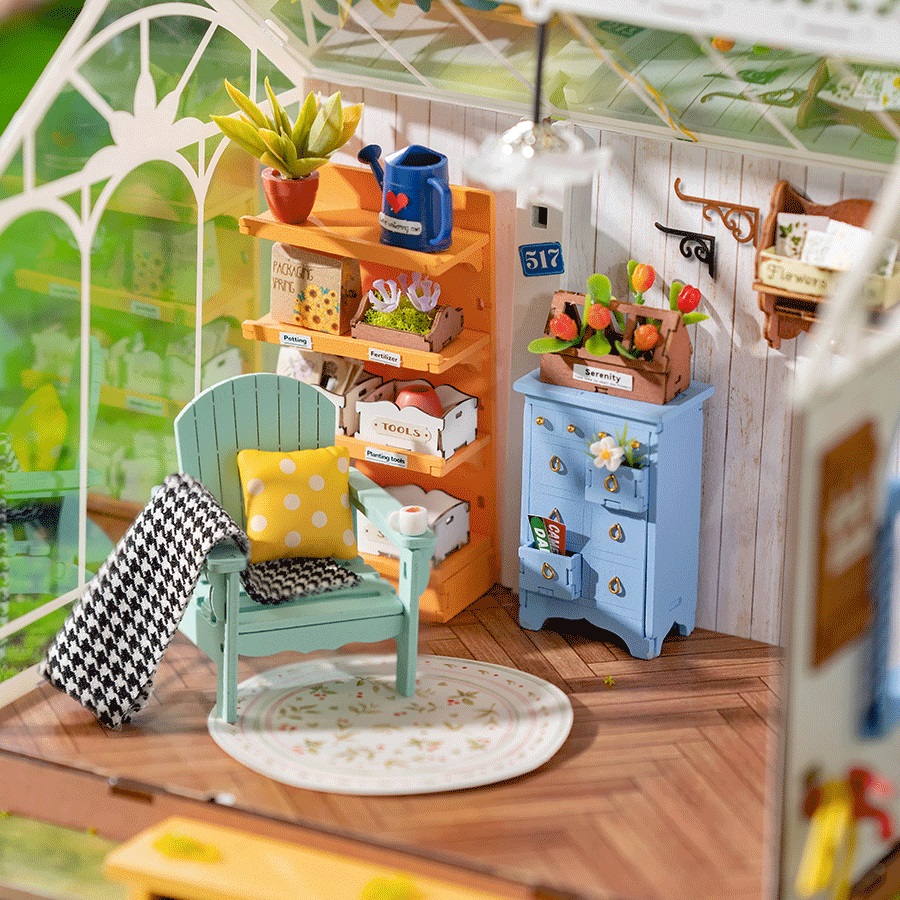 RoboTime 3D dřevěná skládačka Miniatura domečku Vysněný zahradní dům (obrázek 8)