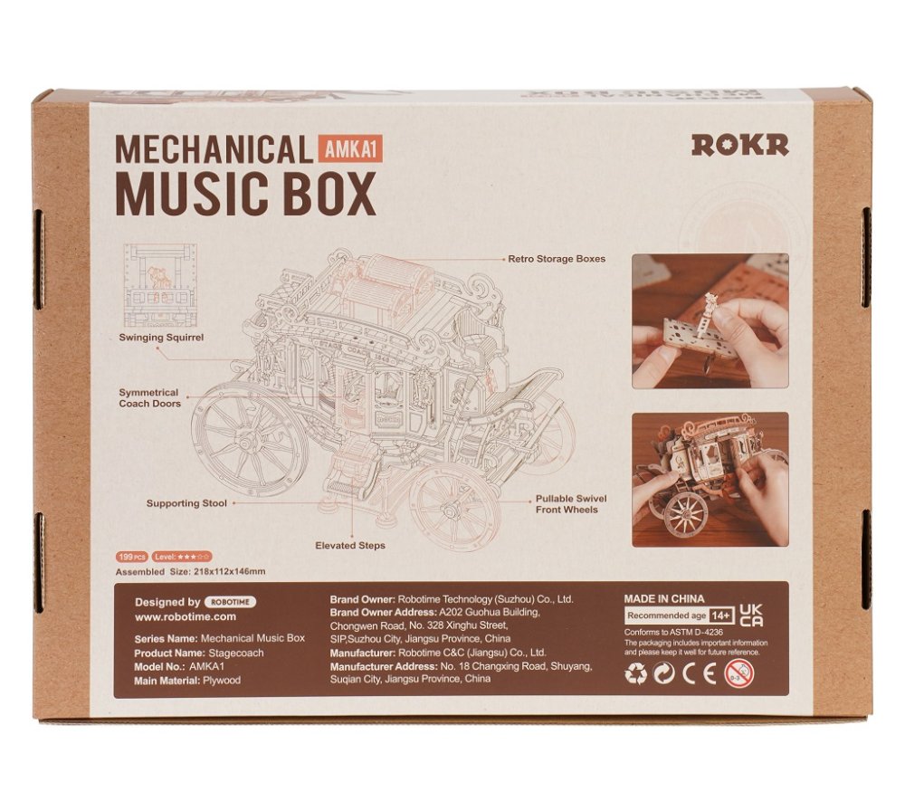 RoboTime 3D dřevěná skládačka hrací skříňky Dostavník (obrázek 5)