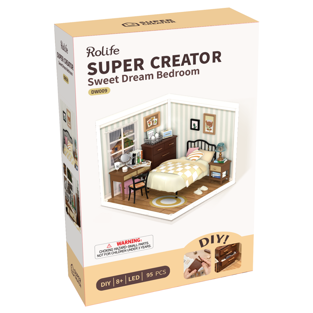 RoboTime 3D dřevěná skládačka Miniatura domečku Ložnice Sweet Dream (obrázek 4)