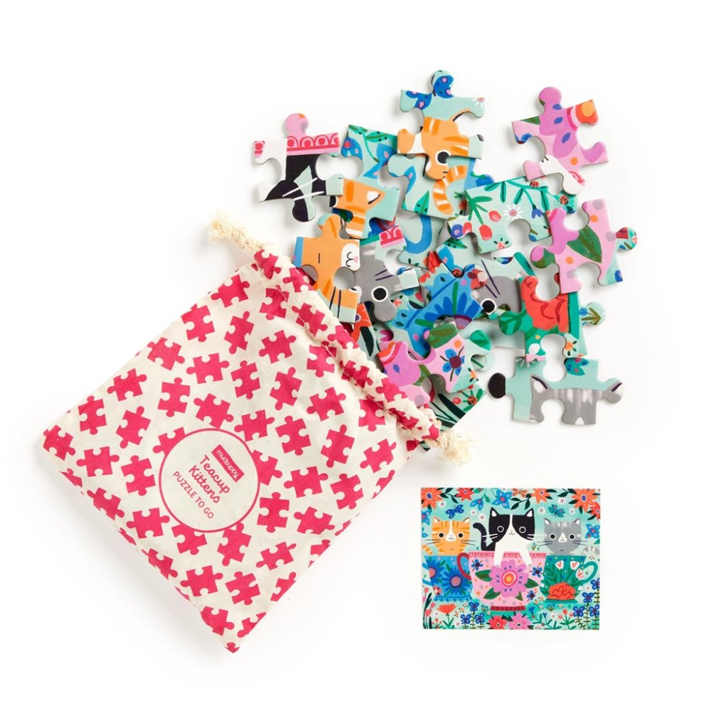 Mudpuppy Puzzle Koťata v hrnku na čaj v látkovém pytlíku 36 dílků (obrázek 3)
