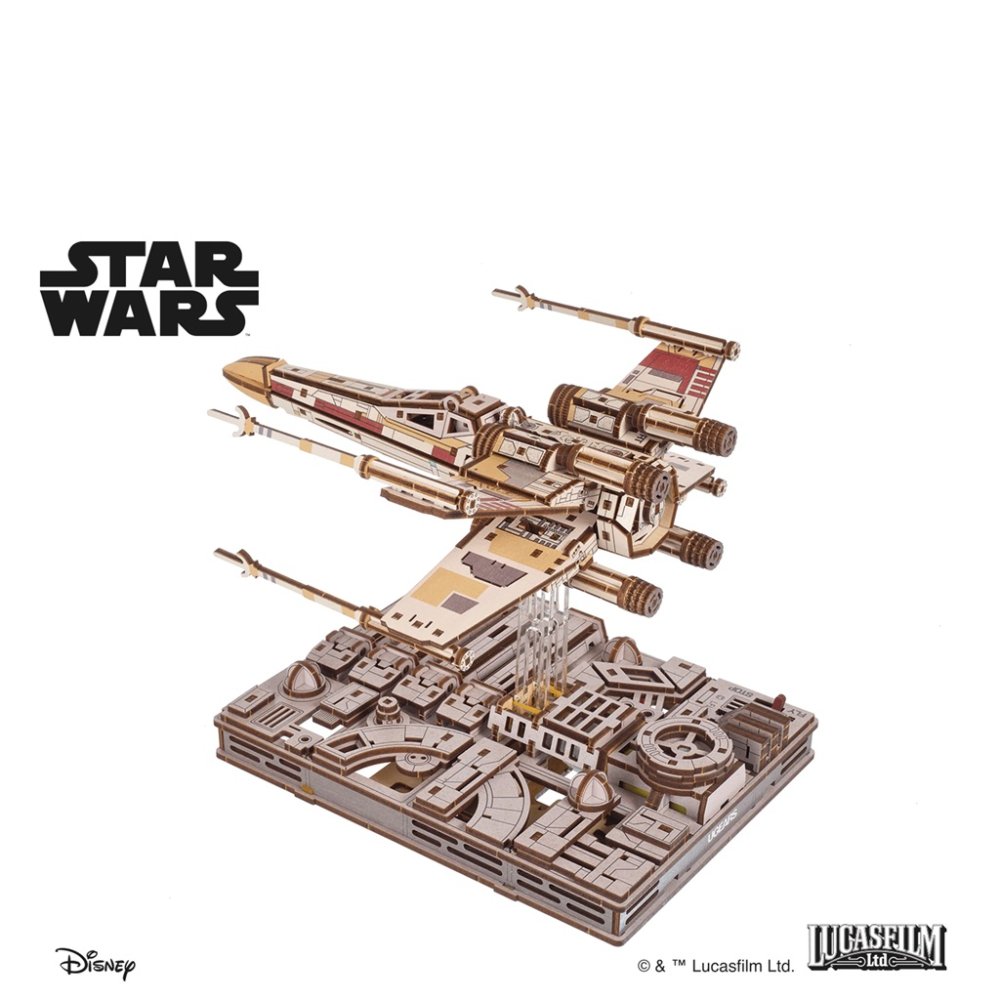 Ugears 3D dřevěná mechanická skládačka Star Wars Luke Skywalker X-Wing stíhačka (obrázek 7)