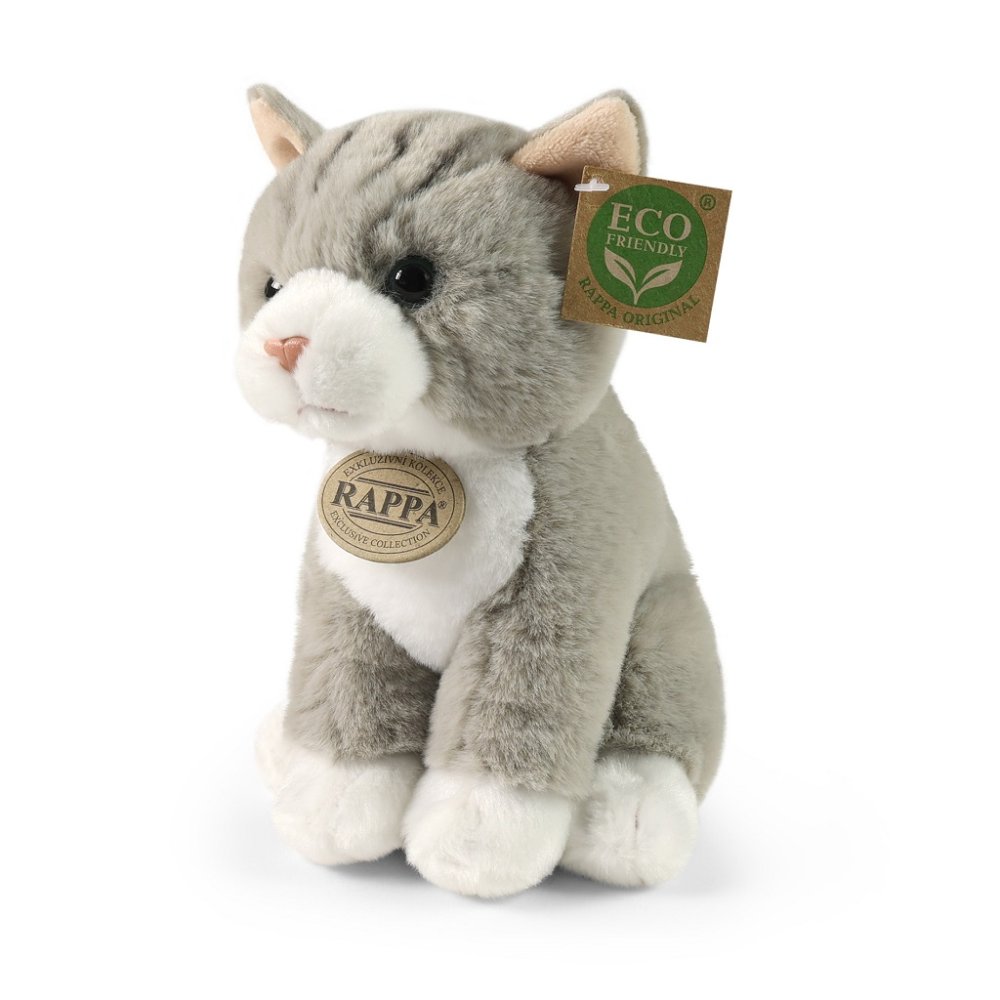 Rappa Plyšová kočka sedící šedá 23 cm SOFT COLLECTION, ECO-FRIENDLY