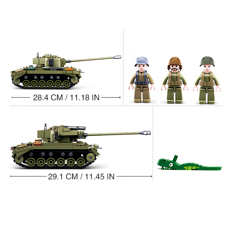 Sluban Army N38-B0860 Střední tank 2v1 a protiletecké dělo (obrázek 4)