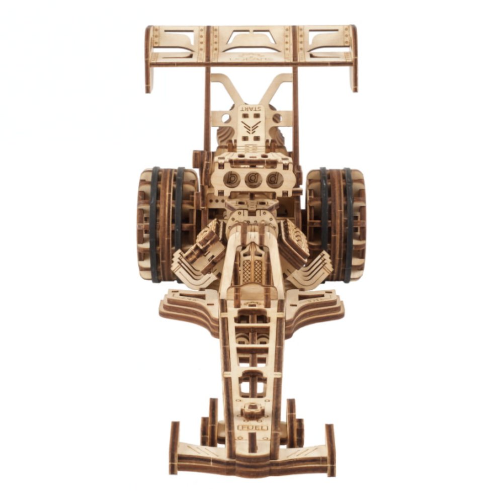 Ugears 3D dřevěné mechanické puzzle Závodní auto (dragster) (obrázek 3)