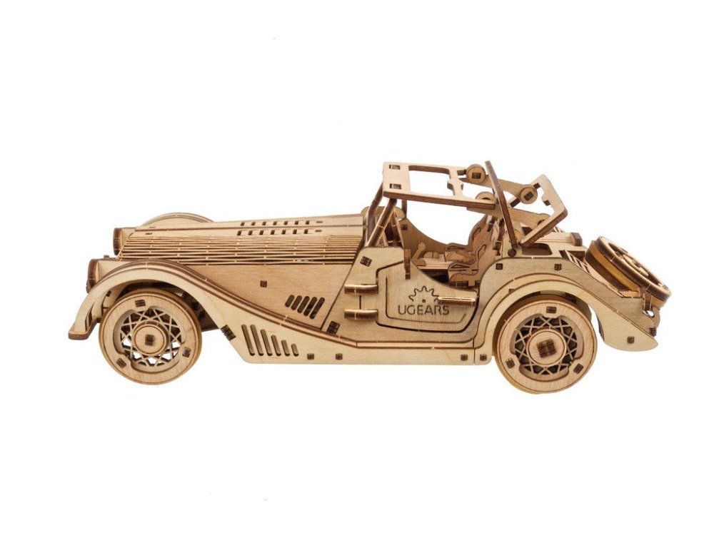 Ugears 3D dřevěné mechanické puzzle Sportovní auto Rapid Mouse (obrázek 6)