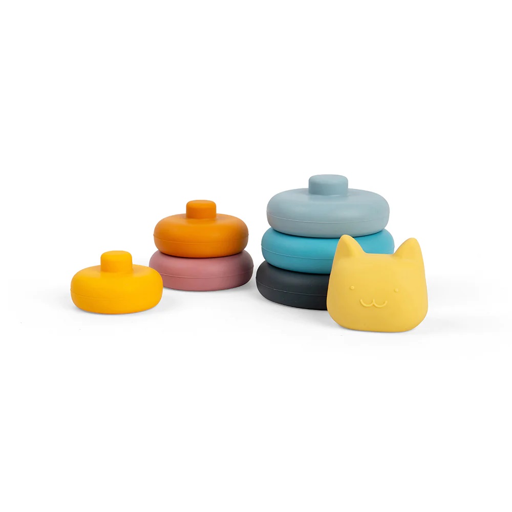 Bigjigs Toys Silikonová stohovací věž Kočka (obrázek 3)
