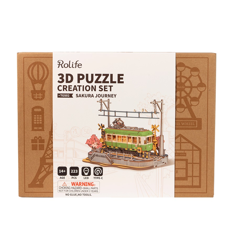 RoboTime 3D dřevěná skládačka Stanice se sakurami (obrázek 5)