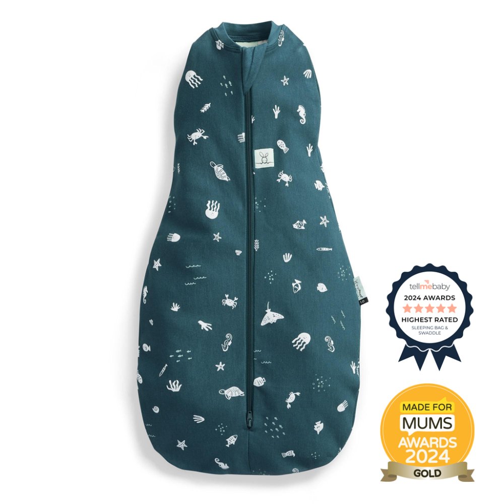 ERGOPOUCH Manta Y Saco De Dormir 2 En 1 Cocoon Ocean 3-6 M, 6-8 Kg, 0,2 Tog