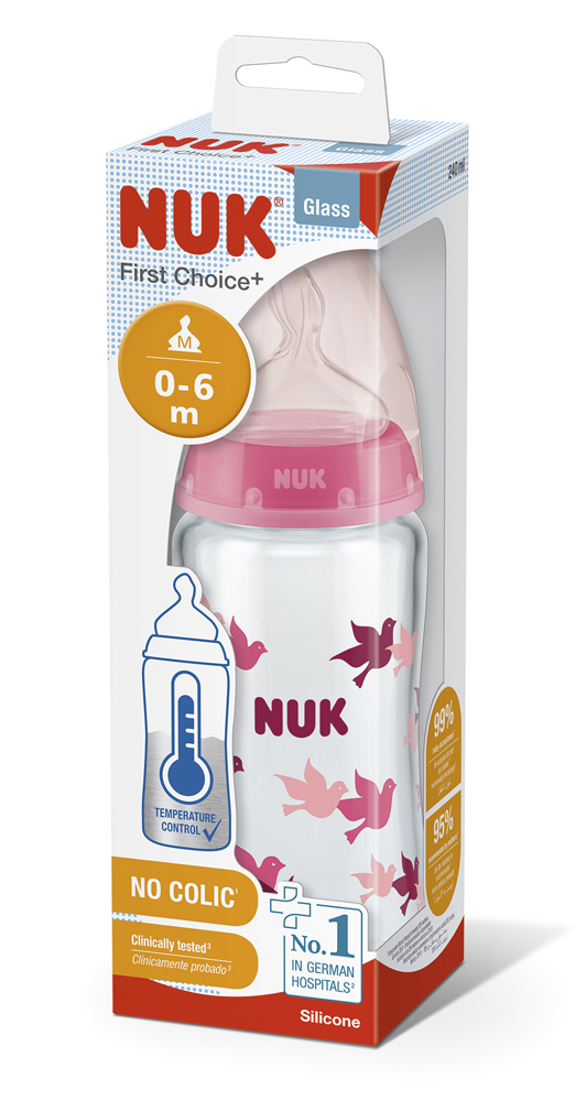 NUK FC+ Glasflasche Mit Temperaturkontrolle 240 Ml - Pink