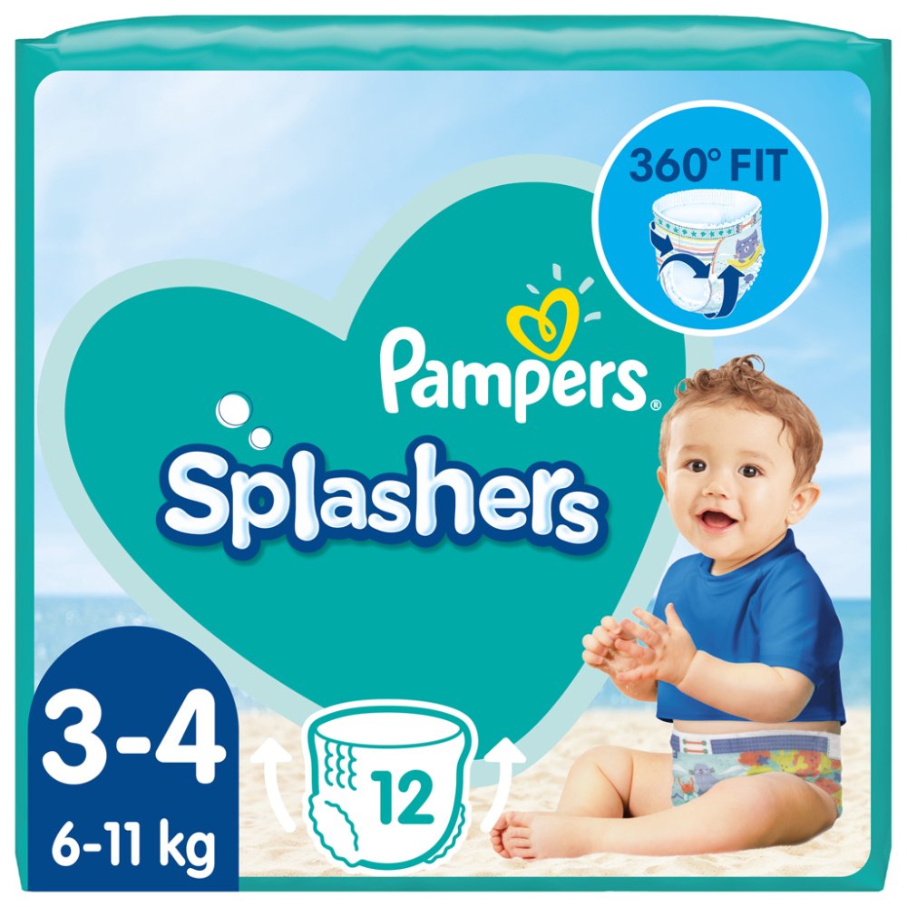 Wodoodporne Majtki Pieluszkowe PAMPERS Splashers Rozm. 3 (12 Szt.) 6-11 Kg