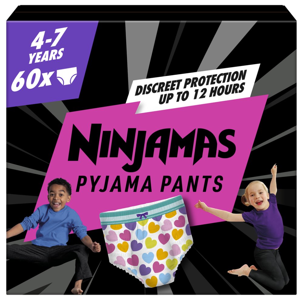 NINJAMAS Pajama Pants Hearts, 60 Pcs, 7 Years, 17kg-30kg