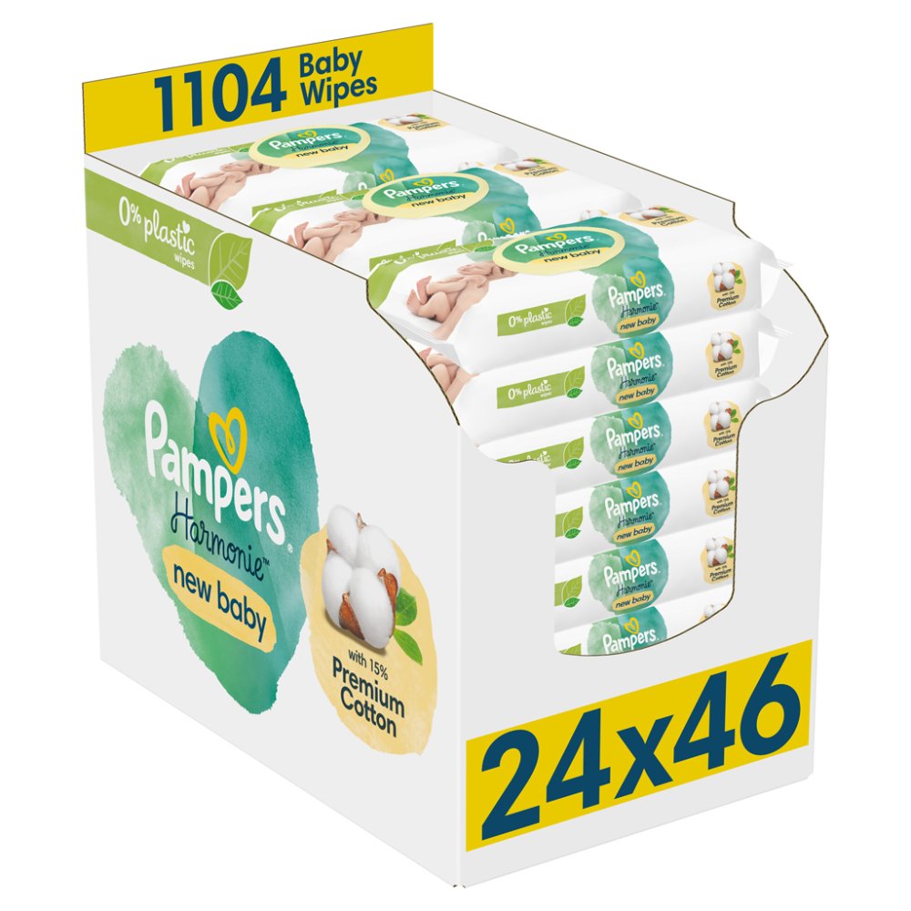 PAMPERS Ubrousky Vlhčené Harmonie New Baby Plastic Free 24x46 Ks