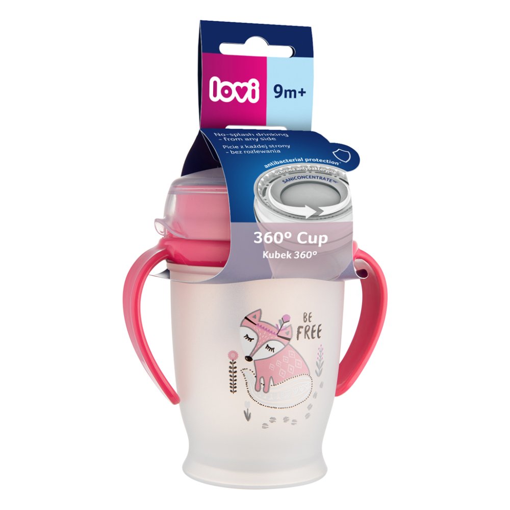 LOVI Mug 360˚ JUNIOR 250 Ml With INDIAN Handles, Pink