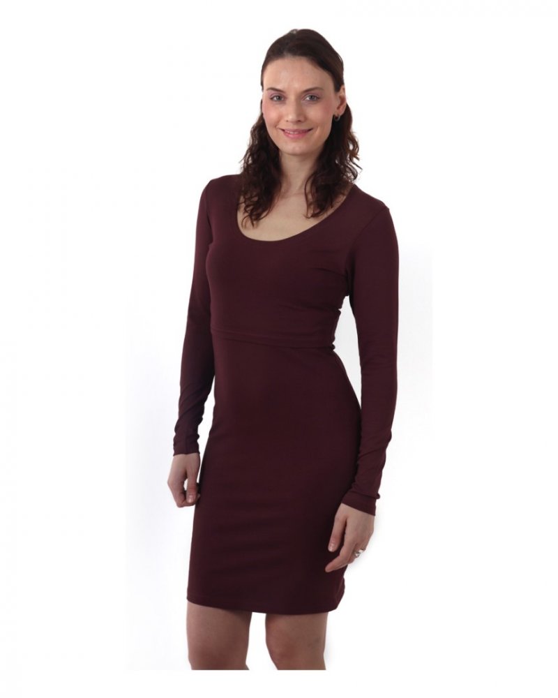Abito da allattamento ELENA, manica lunga, bordeaux S/M - immagine 4