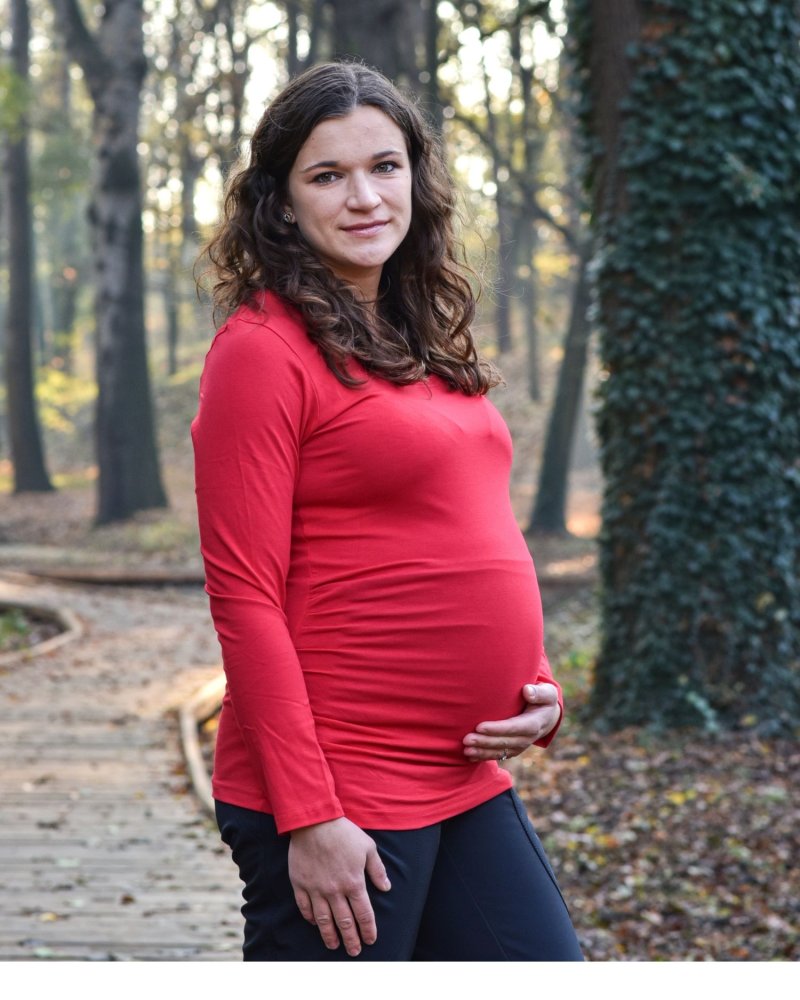 T-shirt premaman Johanka, manica lunga, rosso S/M