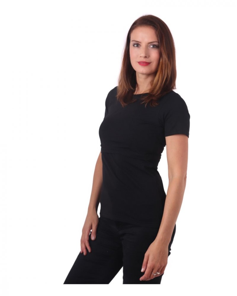 Koszulka do karmienia piersią Lena, krótki rękaw, czarna XS/S - obrazek 3