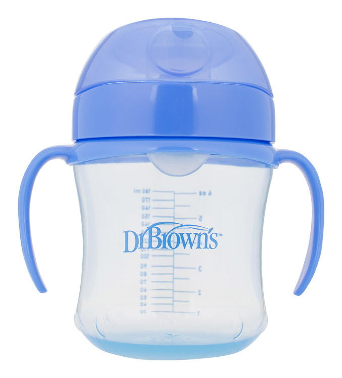 DR.BROWN'S Tasse à bec souple 180ml 6m+, bleu (TC61004-INTL)