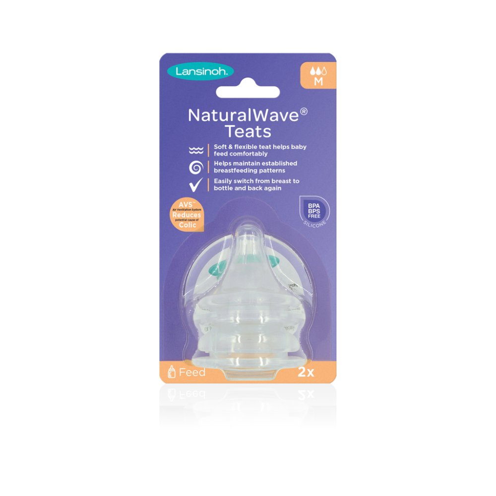 Tétine LANSINOH pour biberon NaturalWave débit moyen, M, 2 pièces