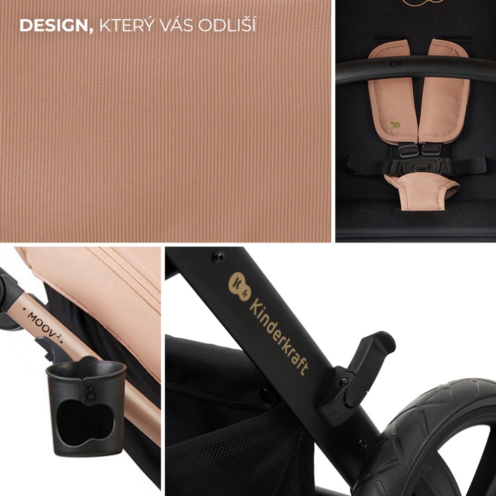 KINDERKRAFT Poussette combinée Moov 2 Air 3en1 Beige Sable – Image 6