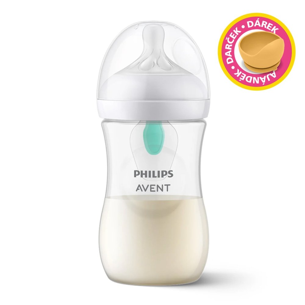 Philips AVENT Natural Response cumisüveg AirFree szeleppel 260 ml, 1 hónapos kortól + PETITE&MARS ajándék tálka 6 hónapos kortól