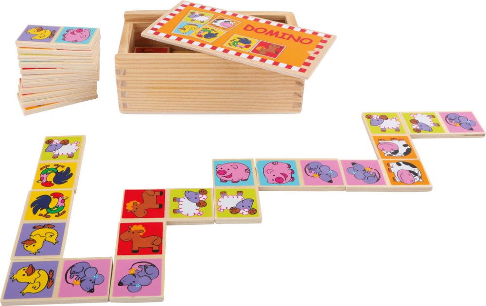 small foot Juguetes de madera dominó zoo